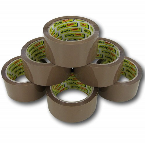 Brown tape stikky parcel - brown,